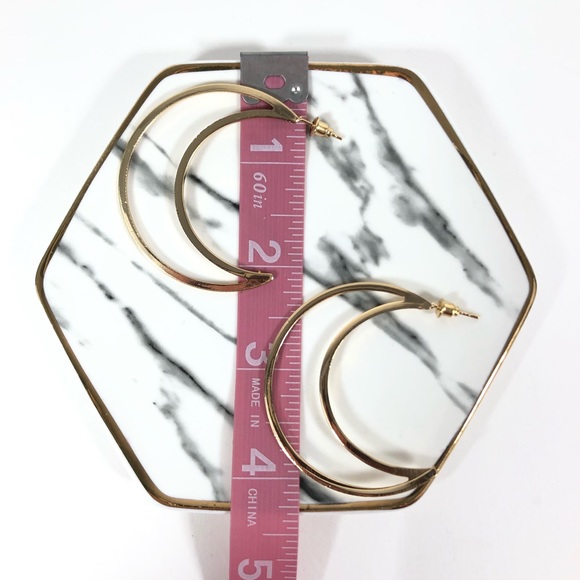 *Open Half Gold Moon Stud Boutique Earrings - Picture 4 of 4
